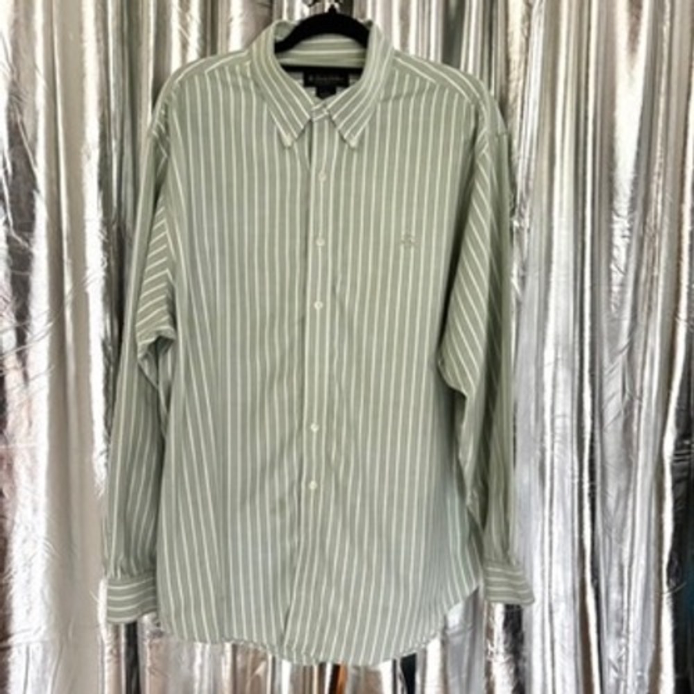 Brooks Brothers Sage Green Striped Button-Down Shirt